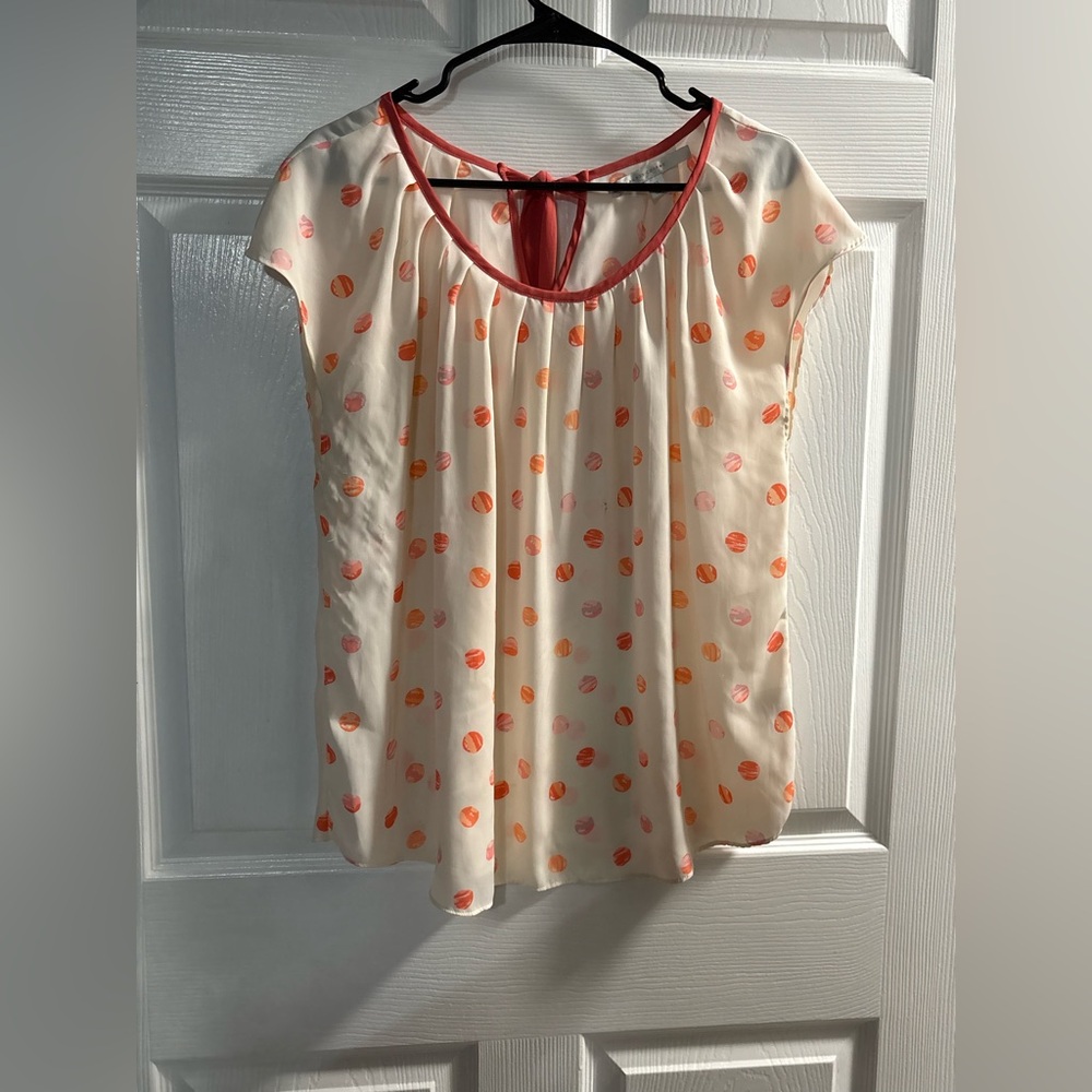 Lauren Conrad Back Tie Polka Dot Chiffon Boho Top Large